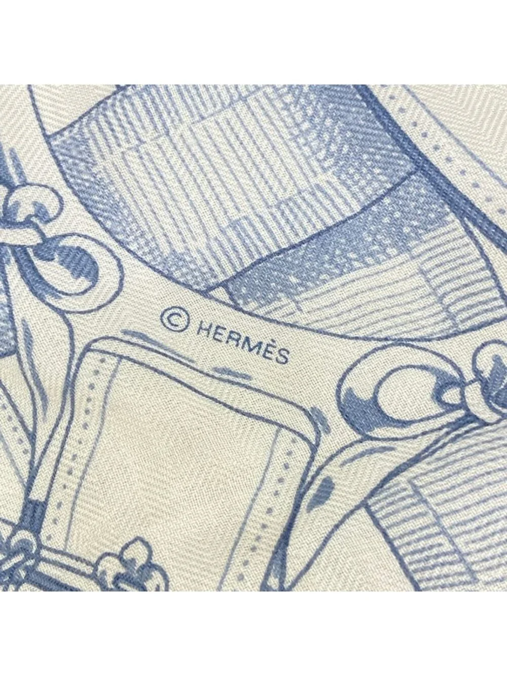 Hermes Shawl Carre 140 Ivory Navy Multi Cavalcadour Floral Pattern Cashmere